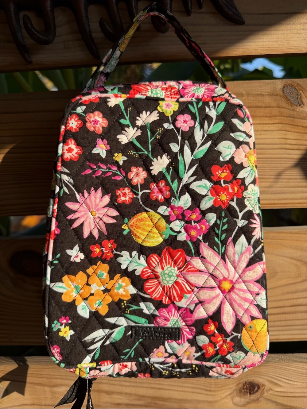 Vera Bradley Black Multi Floral Quilted Cosmetic Case